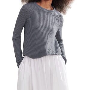 Jenni Kayne Dusty Blue Fisherman Sweater NWT